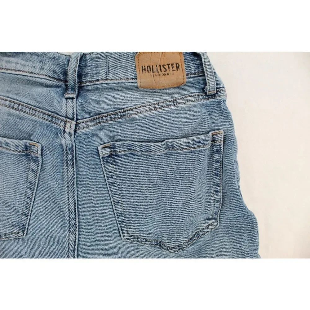 Hollister Women’s 5R Ultra High Rise Dad Jeans 27x31 Light Wash Cargo Utility - Picture 7 of 11